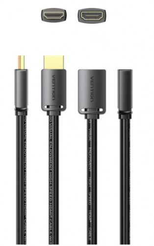 Vention HDMI/M -> HDMI/F (4K, HD, PVC, fekete), 2m, kábel