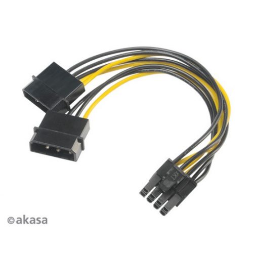 Akasa 4pin Molex - 6+2pin PCIe adapter - 15cm - AK-CBPW20-15