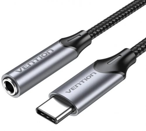 Vention USB-C/M -> 3.5mm/F , (fülhallgató, alu,szürke), 0,1m, kábel