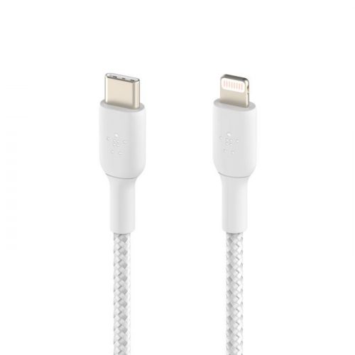 Belkin BOOST CHARGE USB-C to Lightning Cable, Braided - 1M - White