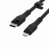 Belkin BOOST CHARGE Flex Silicone cable USB-C to Lightning - 1M - Black