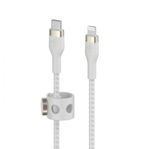 Belkin BOOST CHARGE PRO Flex USB-C to LTG, Braided Silicone Cable - 1M - White