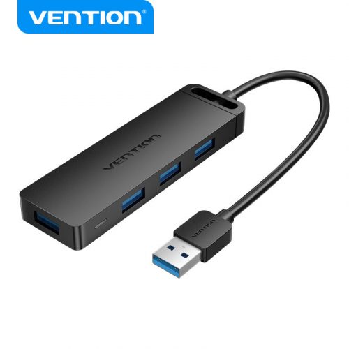 Vention USB 3.0  (táppal, 4-Portos, fekete), 0,15m, Hub