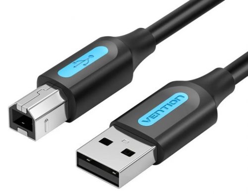 Vention USB-A 2.0/M -> USB-B/M, (PVC, fekete, nyomtatókábel, printerkábel), 2m, kábel