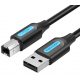 Vention USB-A 2.0/M -> USB-B/M, (PVC, fekete, nyomtatókábel, printerkábel), 5m, kábel