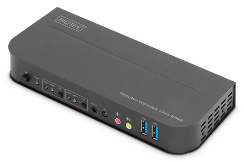 DIGITUS KVM Switch - 2 Port - 4K60Hz - 2x DP In - 1x DP/HDMI Out