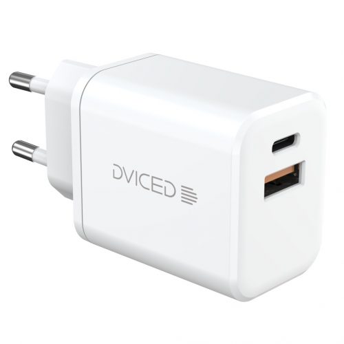 Dviced Wall charger 35W GaN 1 USB-A, 1 USB-C EU w cable - White