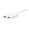 Belkin ROCKSTAR Dual USB-C Audio + Charge Adapter - White