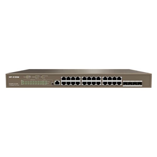 IP-COM Switch Vezérelhető PoE - G5328P-24-410W (L3; 24x1Gbps + 4xSFP port; 24 af/at PoE+ port; 370W; rack-mount)