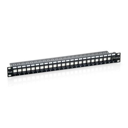 Equip Keystone Patch Panel - 769124 (24 port, Cat6, 1U, árnyékolatlan, fekete)