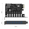 Orico PCI-E bővítőkártya - PVU3-7U /117/ (PCI-E x1, Kimenet: 7xUSB-A 3.0)