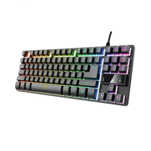 Trust Billentyűzet Gamer - GXT 833 Thado (RGB LED háttérvilágítás; TKL méret; USB; fekete; magyar)