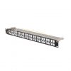 Lanberg Üres patch panel 48 port 1U 19" FTP, árnyékolt, tehermentesítővel, fekete