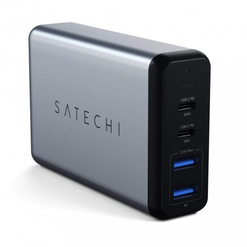 Satechi 75W Dual Type-C PD Travel Charger (2x USB-A,1x USB-C PD 18W,1x USB-C PD 60W) - asztroszürke
