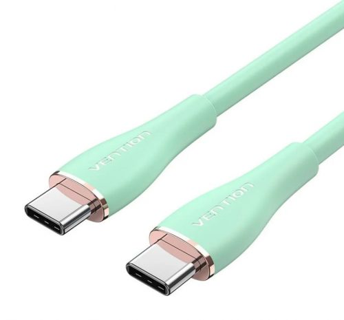 Vention USB-C 2.0/M -> USB-C 2.0/M,  (5A,szilikon,zöld), 1,5m, kábel