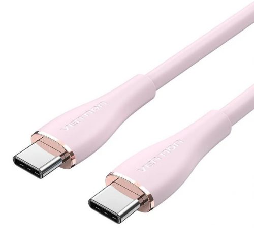 Vention USB-C 2.0/M -> USB-C 2.0/M, (5A,szilikon,pink), 1,5m, kábel