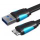 Vention USB-A 3.0/M -> Micro USB-B,  ( lapos,fekete),  0,5m, kábel