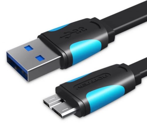 Vention USB-A 3.0/M -> Micro USB-B,  ( lapos,fekete), 1m, kábel