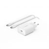 Belkin BOOST CHARGE 25w USB-C PD PPS Single Wall Charger w/ 1m C- C Cable - White