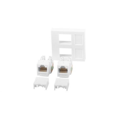 Lanberg 45x45mm beépítőkeret 2xRJ45 CAT.6 UTP keystone modullal, fehér