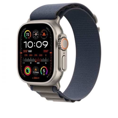 Apple Watch Ultra2 Cellular, 49mm Titanium Case w Blue Alpine Loop - Large