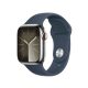 Apple Watch S9 Cellular 41mm Silver Stainless Steel Case w Storm Blue Sport Band - S/M