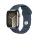 Apple Watch S9 Cellular 45mm Silver Stainless Steel Case w Storm Blue Sport Band - S/M