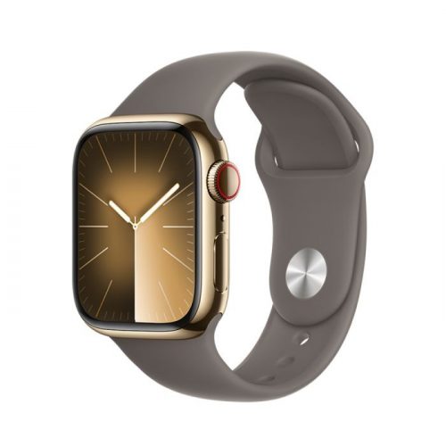 Apple Watch S9 Cellular 45mm Gold Stainless Steel Case w Clay Sport Band - M/L