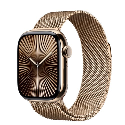 Apple Watch S10 Cellular 42mm Gold Titanium Case with Gold Milanese Loop