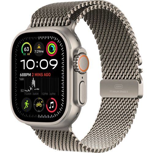 Apple Watch Ultra2 v2 Cellular 49mm Natural Titanium Case with Natural Titanium Milanese Loop - S