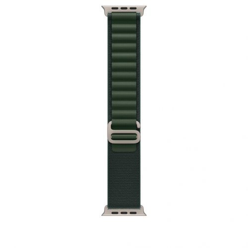 Apple Watch 49mm Loop:  Dark Green Alpine Loop - Small - Natural Titanium Finish