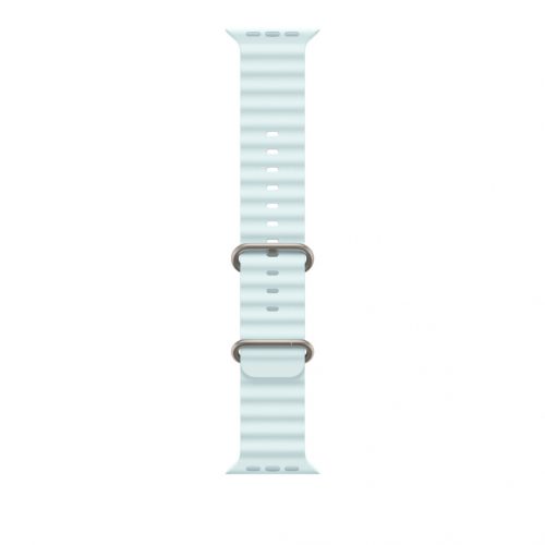 Apple Watch 49mm Band:  Ice Blue Ocean Band - Natural Titanium Finish