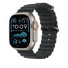 Apple Watch 49mm Band:  Black Ocean Band - Natural Titanium Finish