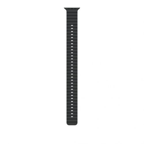 Apple Watch 49mm Band:  Black Ocean Band Extension - Natural Titanium Finish